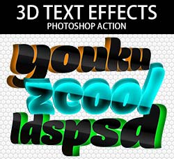 原创：PS动作－时尚简洁的3D文本制作：3D Text Effects